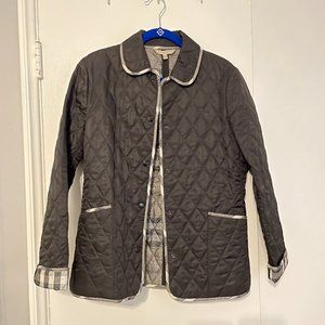 Diamond Quilted Classic Burberry Jacket with Silver Shimmer